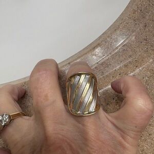 14 karat gold white and yellow cigar band ring